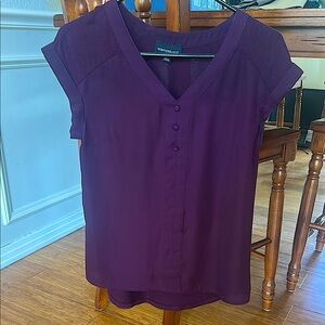 Purple Cap Sleeve Buttoned Blouse